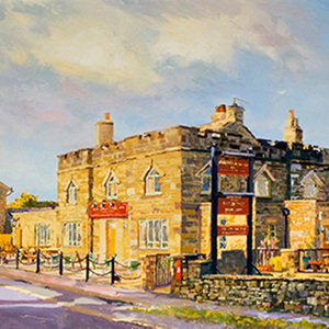 A painting of the exterior of The Norfolk Arms by local artist Martin Decent