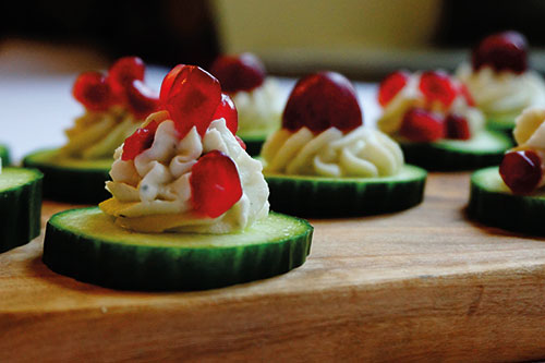A plate of cucumber canapes